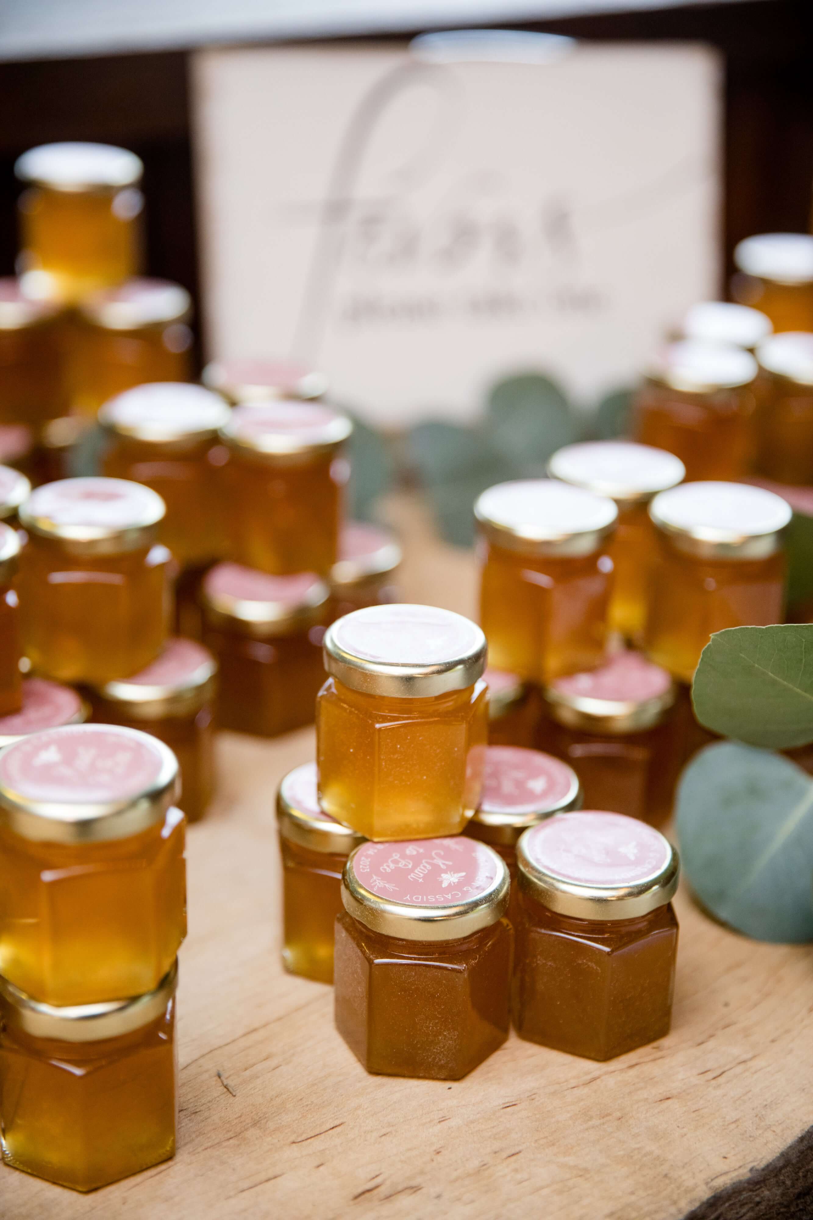Honey Wedding Favors, 2 oz. Glass Jars, NC Wildflower Honey