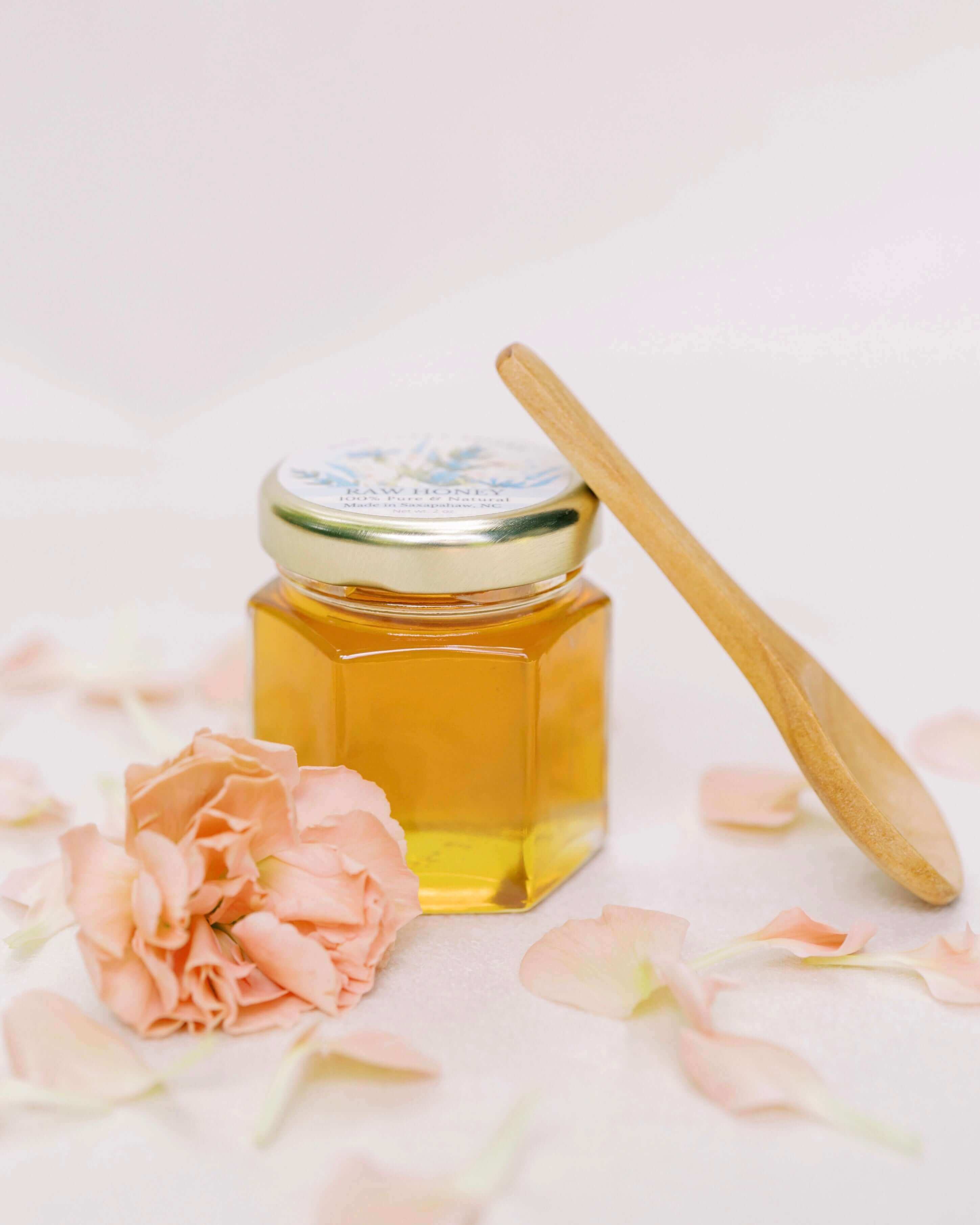 Honey Wedding Favors, 2 oz. Glass Jars, NC Wildflower Honey