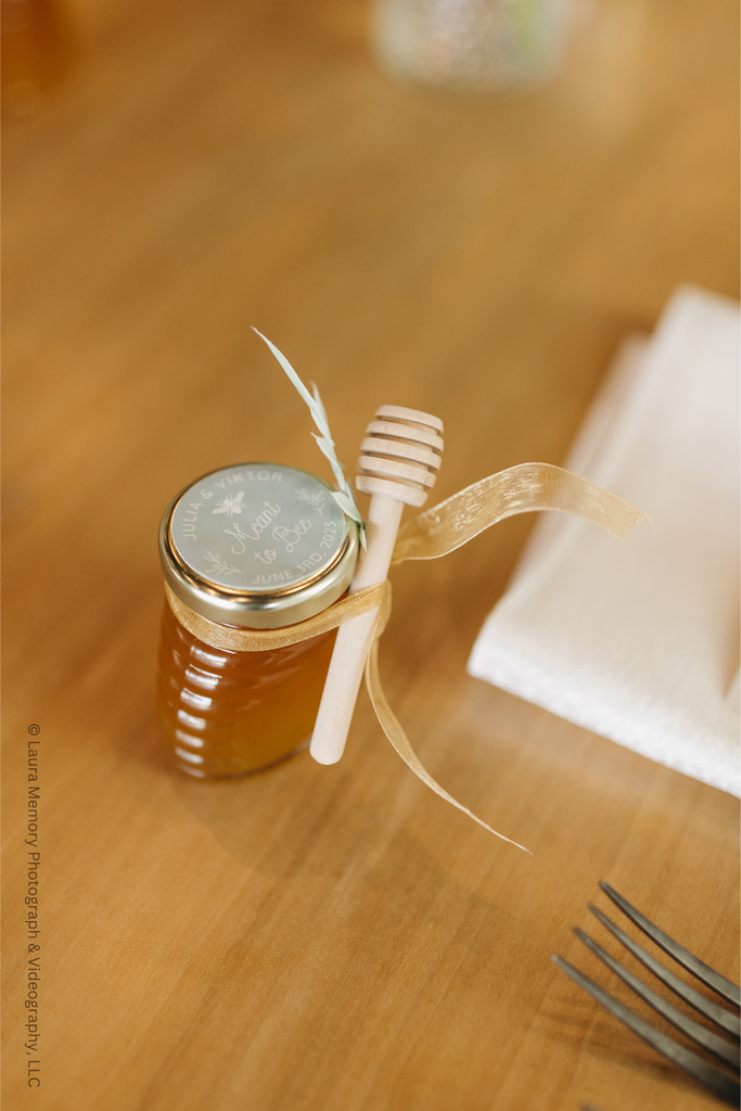 Honey Wedding Favors, 3 oz. Glass Jars, NC Wildflower Honey