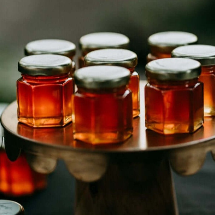 Honey Wedding Favors, Custom DIY 2 oz. Glass Jars, NC Wildflower Honey